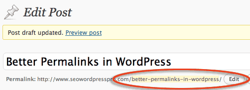 edit individual WordPress URL permalink