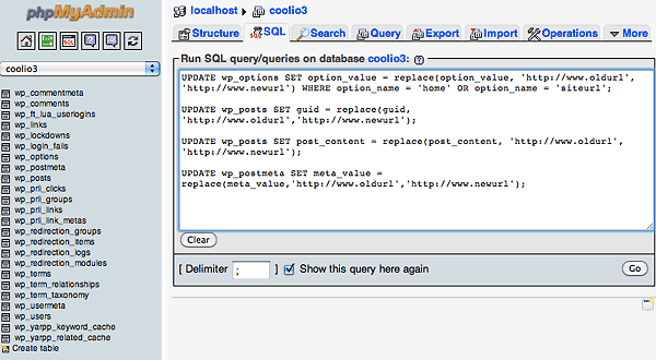 Change Wordpress Urls In Mysql Database When Site Is Moved To New Host