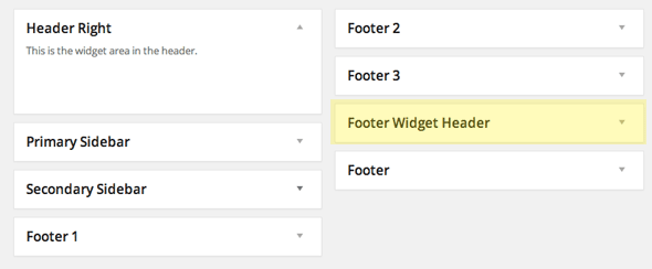 //Extra Widget Area function genesischild_footerwidgetheader() { 	genesis_register_sidebar( array( 	'id' => 'footerwidgetheaderarea', 	'name' => __( 'Footer Widget Header', 'genesis' ), 	'description' => __( 'This is for the Footer Widget Headline', 'genesis' ), 	) ); 	 }  add_action ('widgets_init','genesischild_footerwidgetheader');