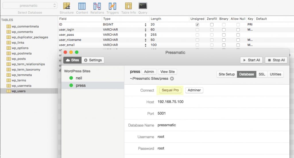 connect local by flywheel with existing database