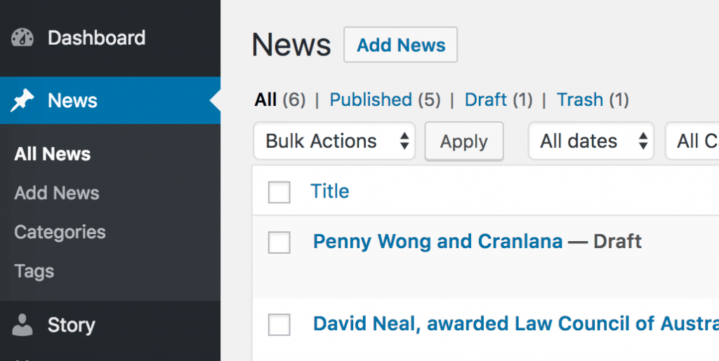 wordpress add newsbar