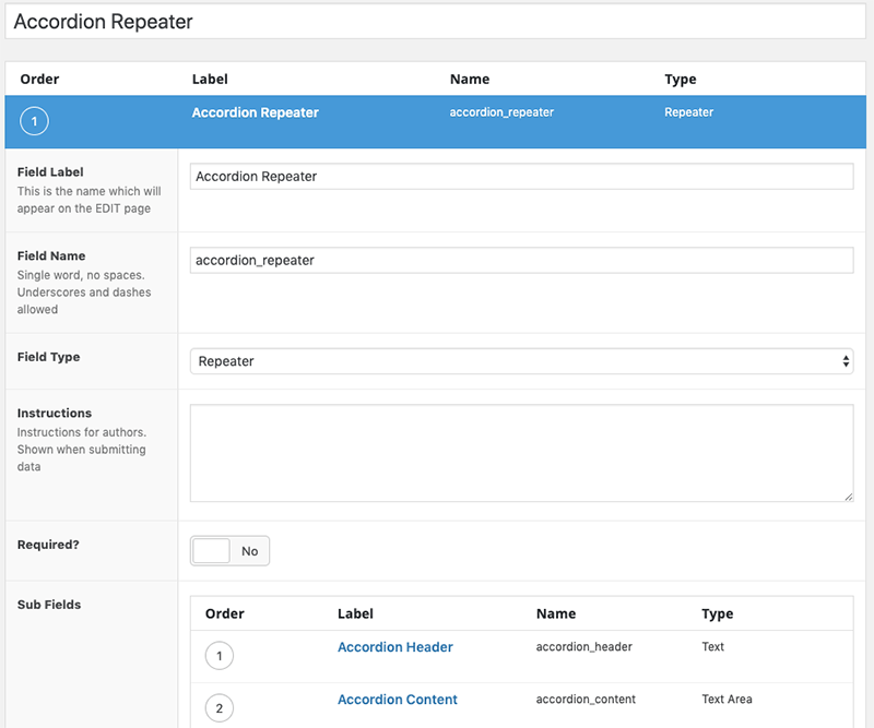 Accordion Acf Repeater