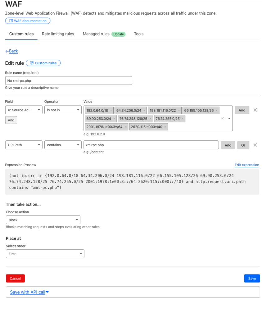 Cloudflare Custom Rules Ip Exception