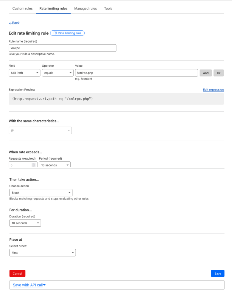 Cloudflare Rate Limiting