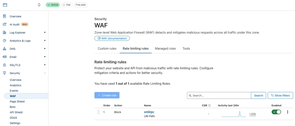 Cloudflare Security Waf Rate Limiting