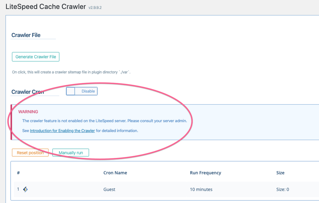 Litespeed Crawler Cache