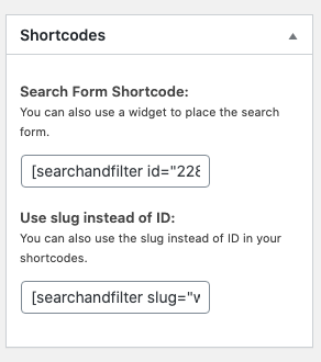 Search Filer Pro Shortcode Id
