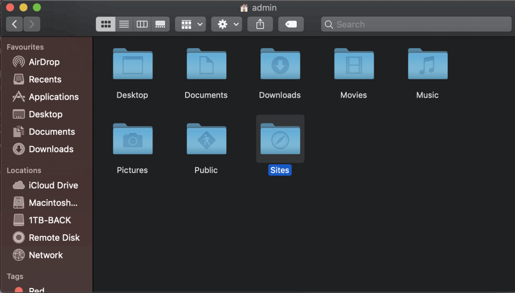 Bigsur Sites User Folder