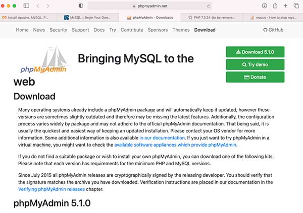 mac os x apache mysql php stack