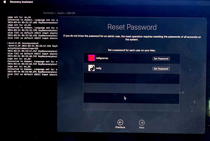 Reset Password Macos