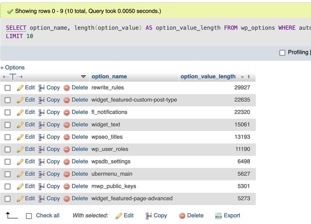 Autoload Wp Options Size