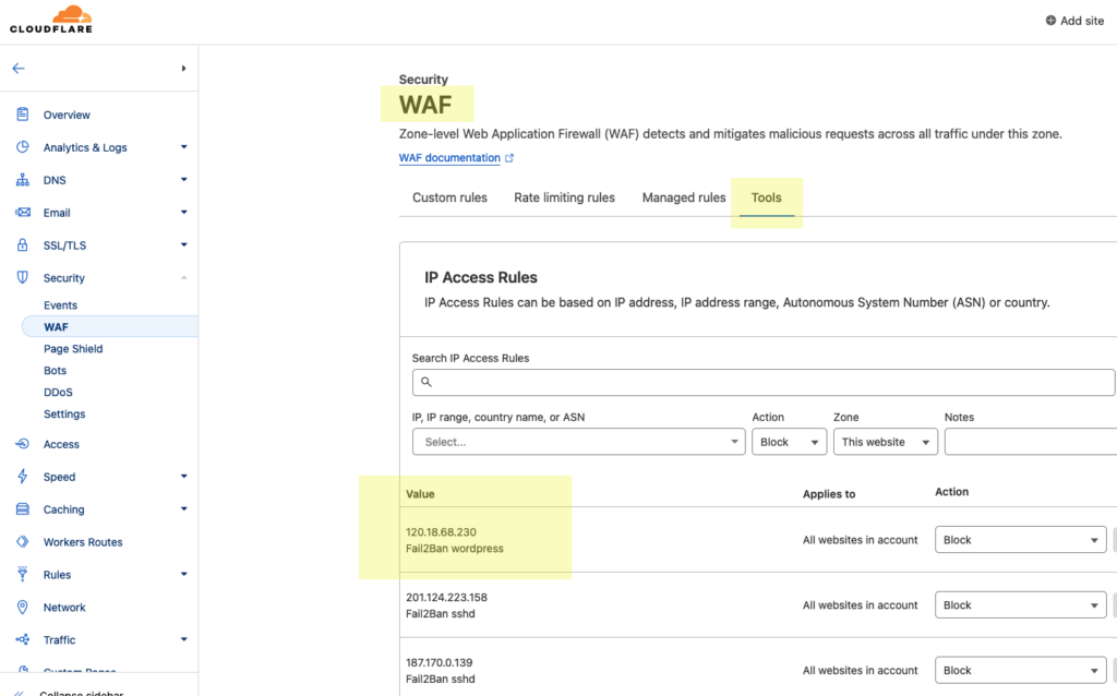 Cloudflare Fail2ban Integration